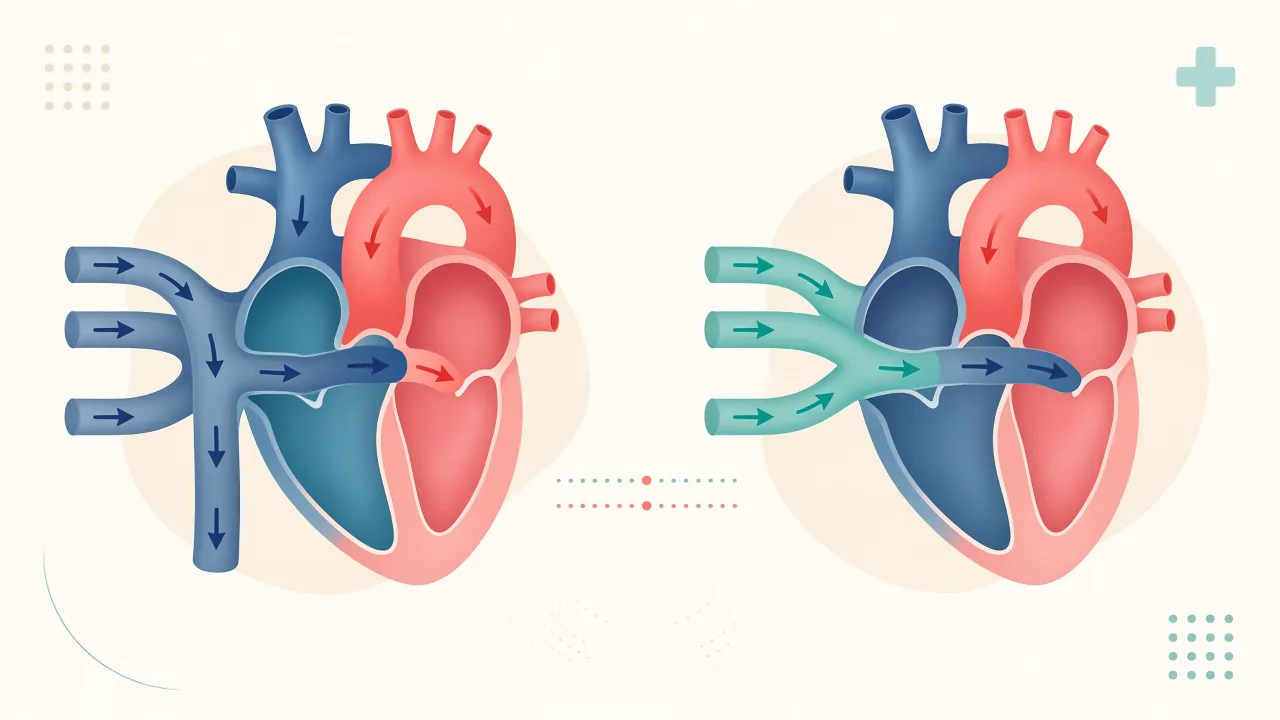 Illustration showing anomalous pulmonary veins reconnected to the left atrium during TAPVC repair