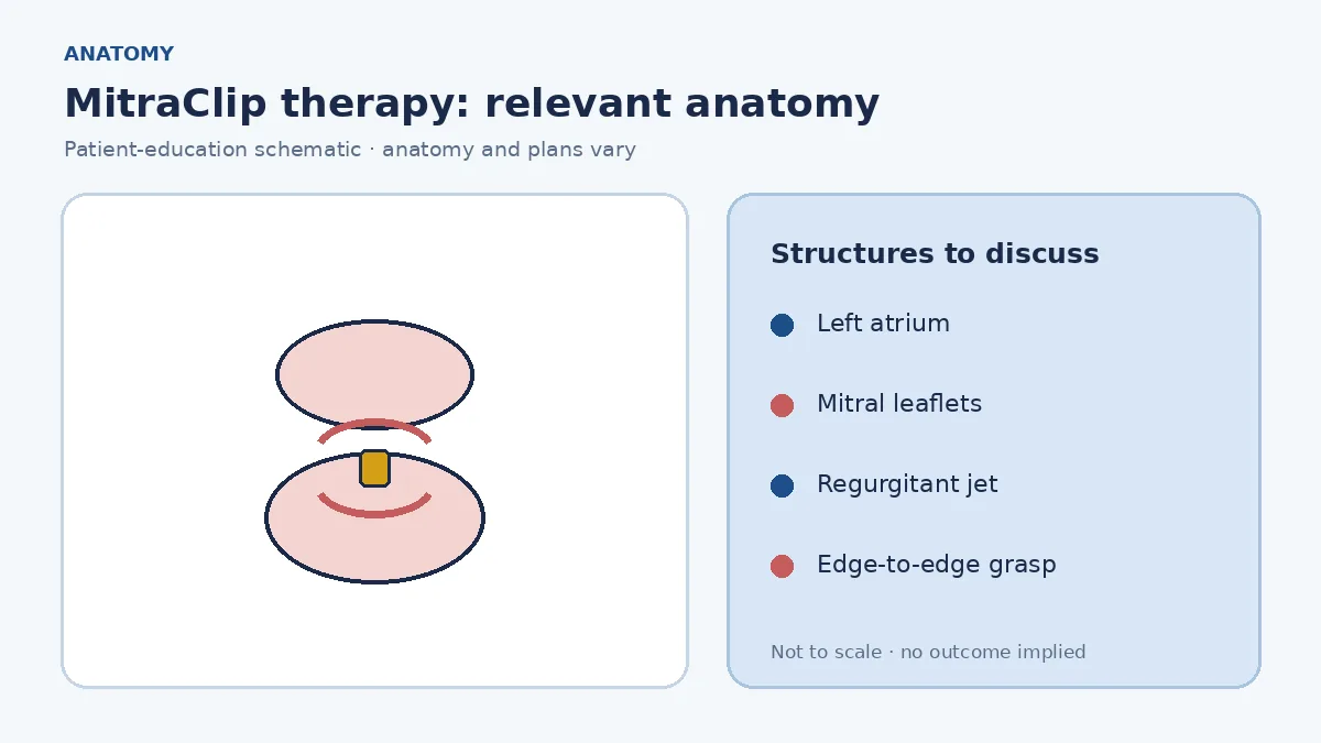 Medical illustration of the mitral valve between the left atrium and left ventricle with a regurgitant jet