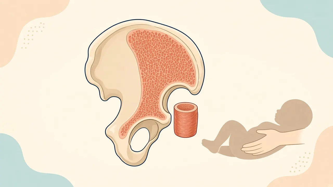 Bone Marrow Biopsy illustrated for a pediatric hematology pathway with age-appropriate marrow, donor or cell-therapy context