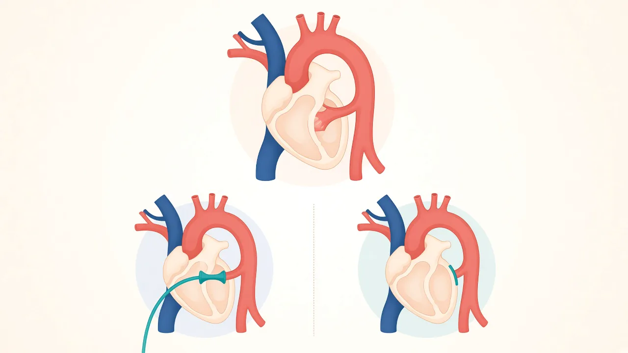 Illustration showing a patent ductus arteriosus and the concept of PDA closure
