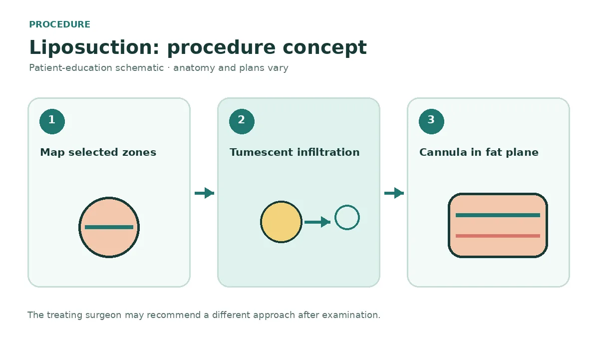 Cross-sectional clinical illustration showing controlled cannula movement within subcutaneous fat while protecting skin, fascia and deeper structures