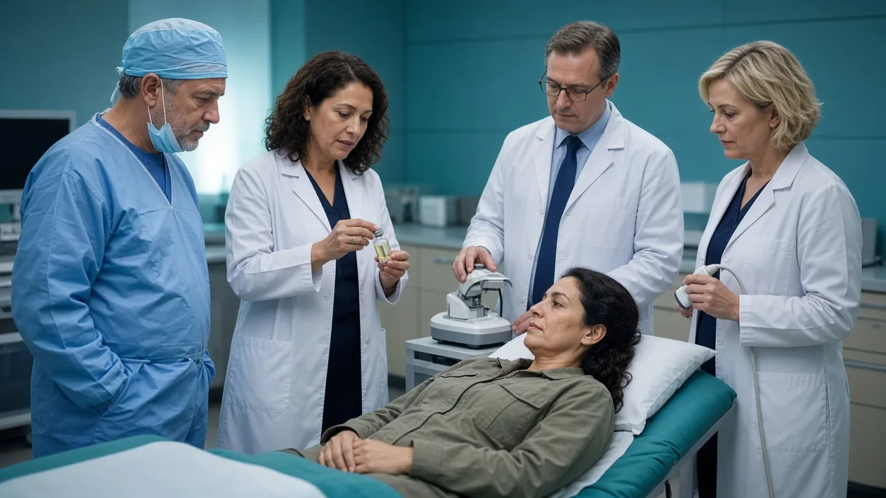 A patient with a surgeon, medical oncologist, radiation oncologist and cardiologist planning HER2-positive treatment