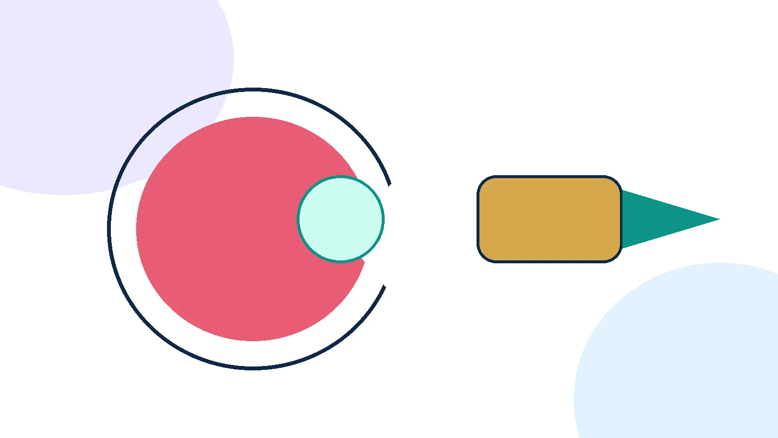 Educational unlabeled schematic of a tumour receptor and a matching targeted medicine