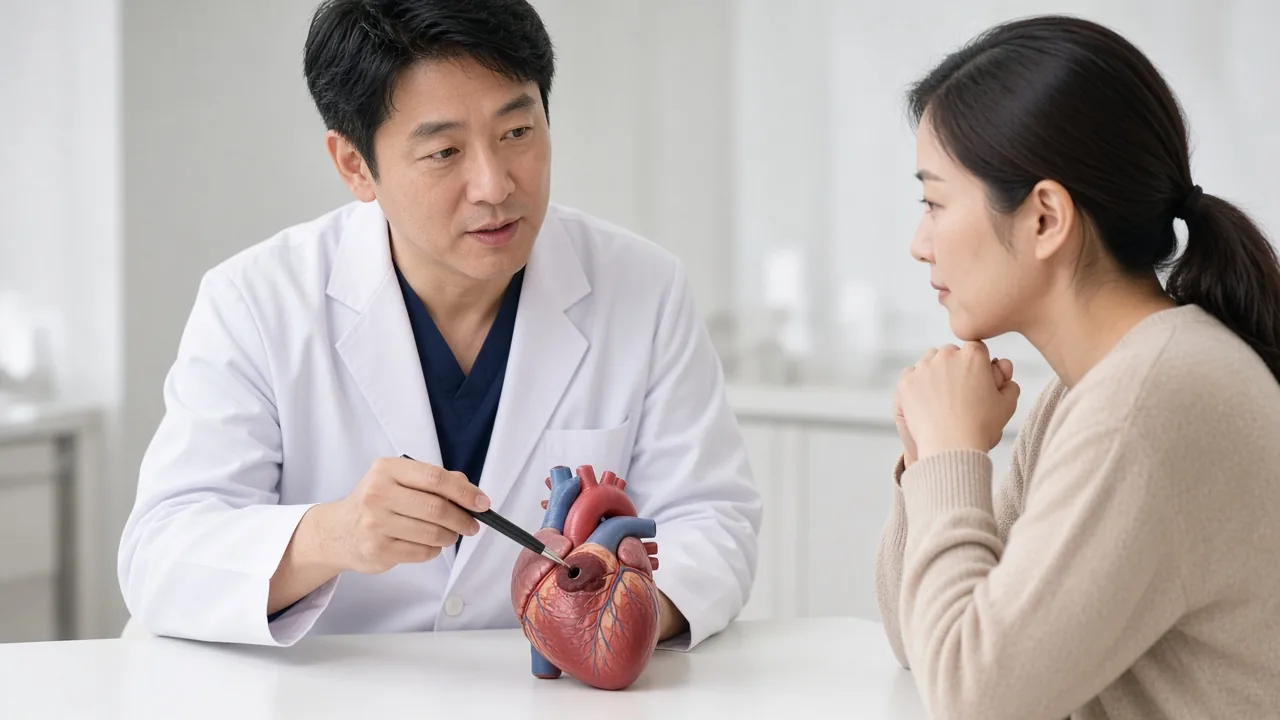 Educational illustration of the tricuspid-repair journey from echo to follow-up